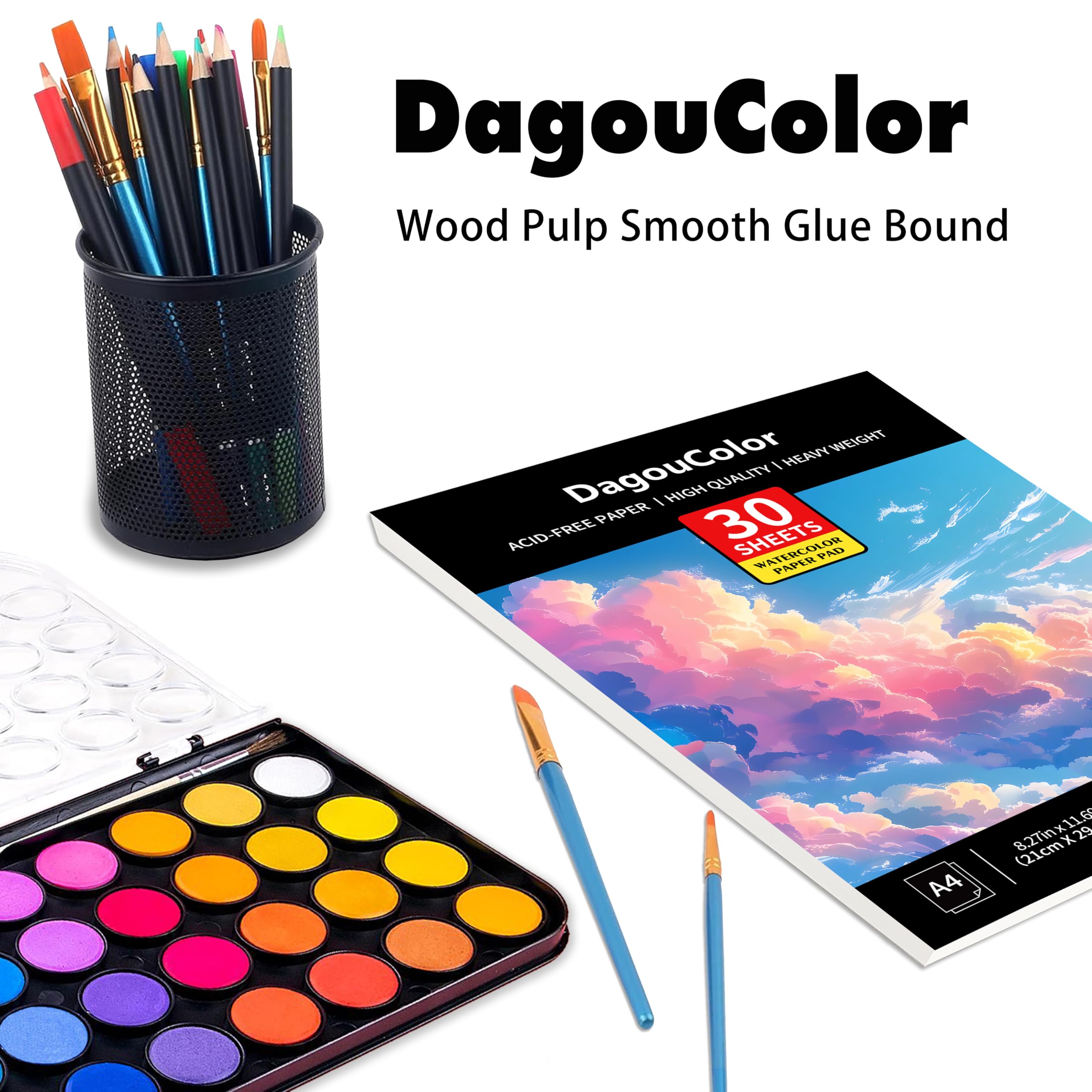 Amazon.co.jp: DagouColor 水彩紙パッド 30枚 8.5インチx11.5インチ